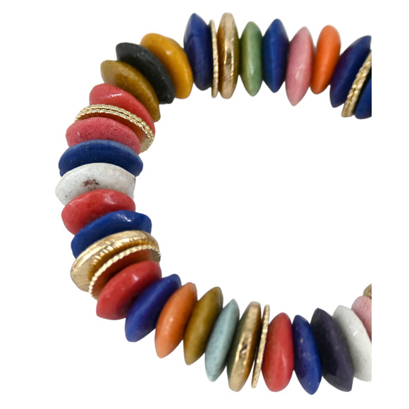 Akola Pilar Rainbow Disc Bead Stretch Bracelet - Picture 3 of 7